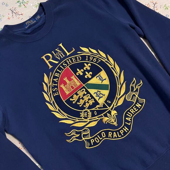 Polo Ralph Lauren Embroidered Logo Crest Pullover Crewneck Sweater Fleece Small - Picture 3 of 5